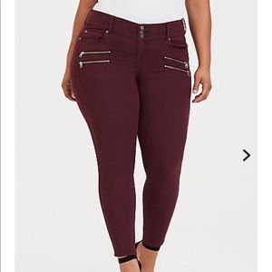 Wine colored skinny jeans